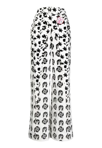 Chopova Lowena graphic-print wide-leg pants - Bianco