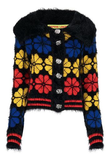 Chopova Lowena Rile floral-jacquard knitted cardigan - Nero