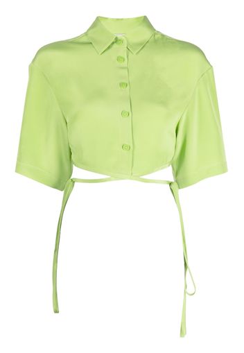 Christopher Esber cropped tie-fastening shirt - Verde