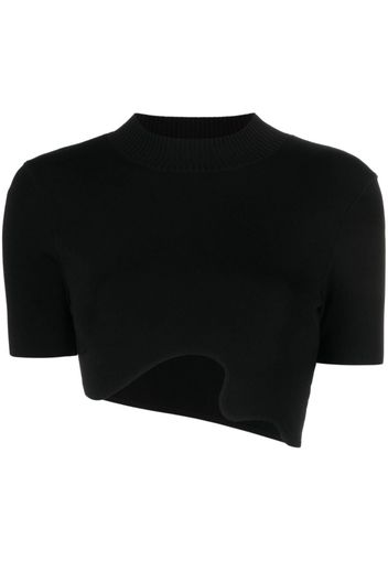 Christopher Esber Maparadita asymmetric ribbed top - Nero