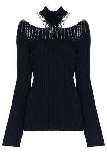 Christopher Kane crystal cupchain cut-out sweater - Blu