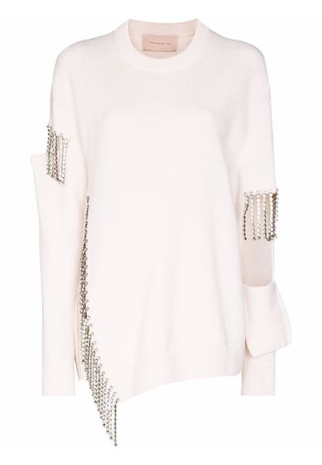 Christopher Kane fringed virgin wool jumper - Toni neutri