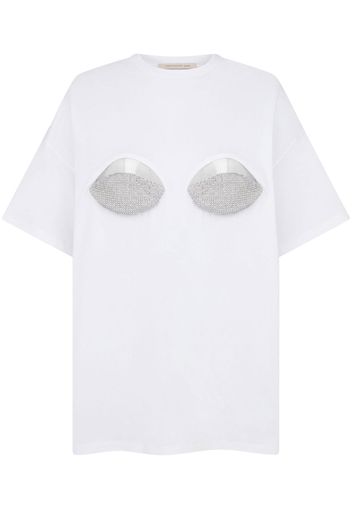 Christopher Kane Hello crystal-embellished T-shirt - WHITE