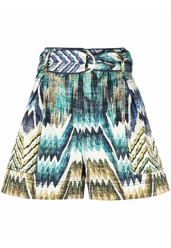 Chufy patterned belted shorts - Blu