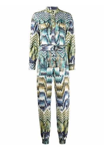 Chufy patterned belted jumpsuit - Verde