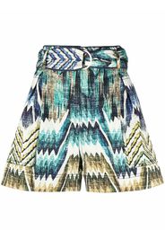 Chufy patterned belted shorts - Blu