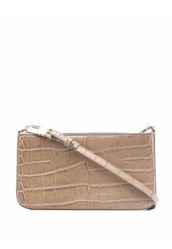 Chylak Underarm Bag in Glossy Beige Croc Embossed Leather - Marrone