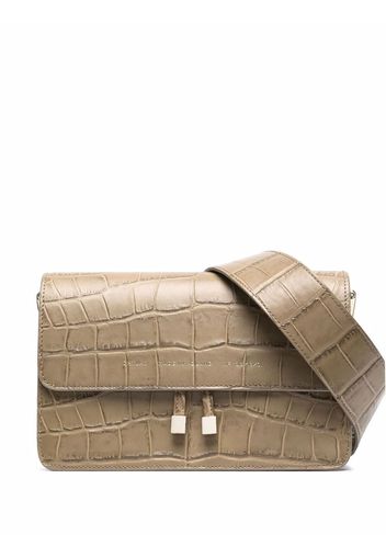 Chylak Shoulder Bag in Glossy Beige Croc Embossed Leather - Toni neutri