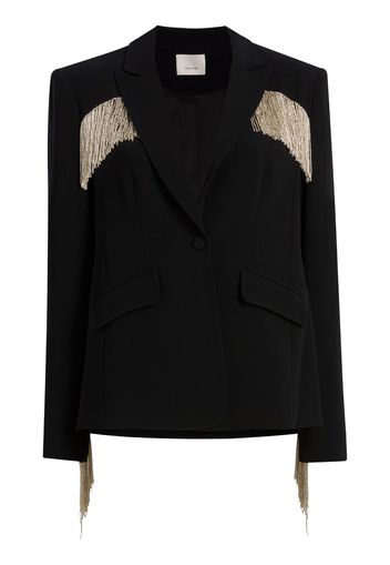 Cinq A Sept fringe-trim single-breasted blazer - Nero