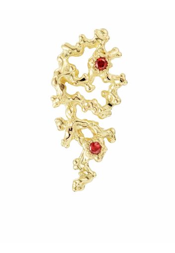 CLIO SASKIA 18kt yellow gold Seaweed garnet drop single earring - Oro