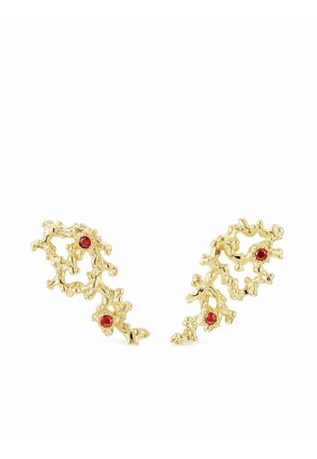 CLIO SASKIA 18kt yellow gold Seaweed garnet drop earrings - Oro