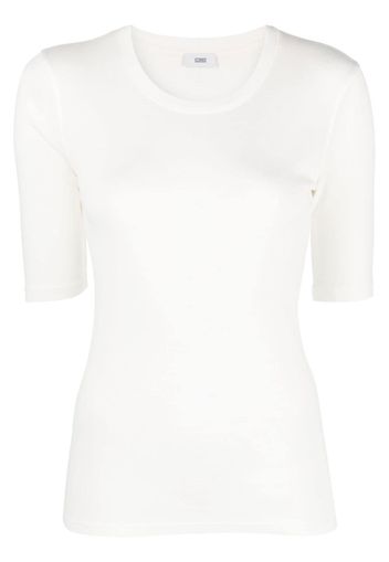 Closed round-neck short-sleeved T-shirt - Bianco