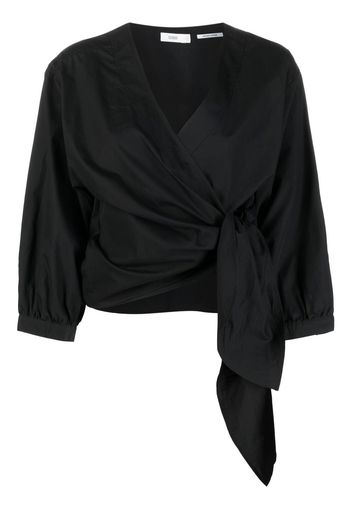 Closed cropped wrap blouse - Nero