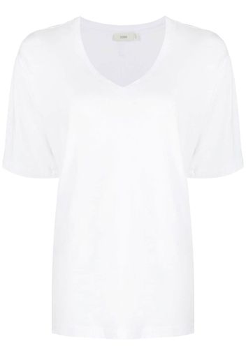 Closed V-neck short-sleeve T-shirt - Bianco