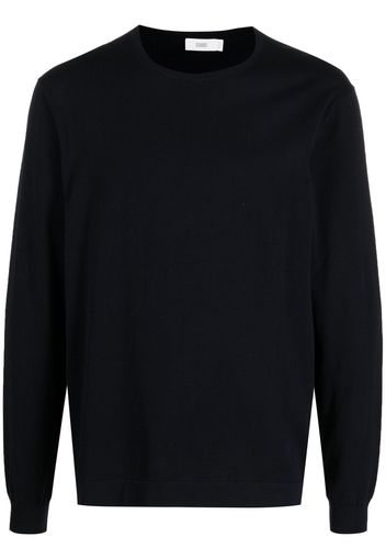 Closed crew-neck fine-knit jumper - Blu