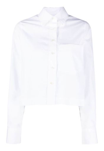 Closed spread-collar cropped shirt - Bianco