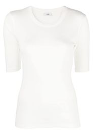 Closed round-neck short-sleeved T-shirt - Bianco