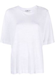 Closed linen short-sleeve T-shirt - Bianco