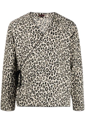 CLOT leopard-print V-neck shirt - Verde