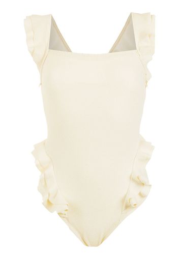 Clube Bossa Costume intero con ruches Maiô Barbette - Bianco