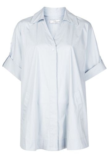 oversized open-collar shirt