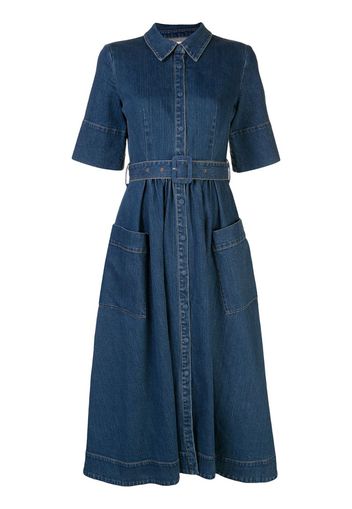 belted denim dress