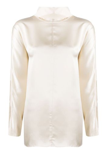 roll-neck silk blouse