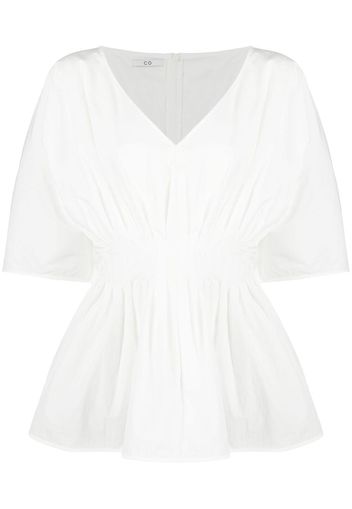 Co V-neck pleat-detail blouse - Bianco