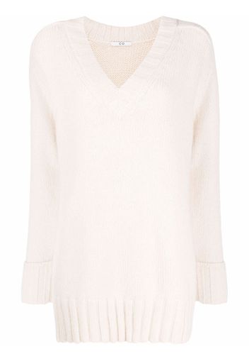 Co v-neck long knit jumper - Bianco