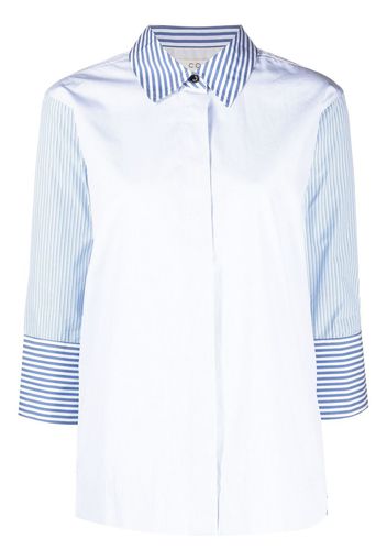 Co patchwork stripe organic cotton shirt - Blu