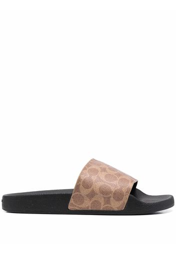 Coach logo slip-on slides - Marrone