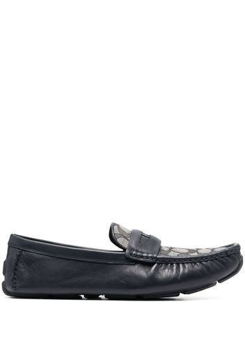 Coach monogram-embroidered leather loafers - Blu