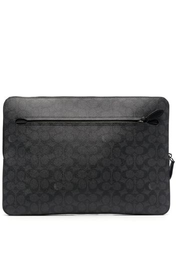 Coach logo-pattern leather laptop bag - Nero