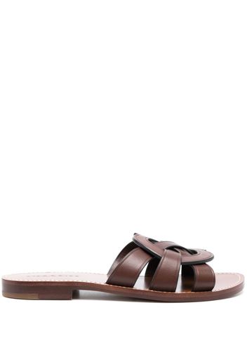 Coach Issaa leather flat sandals - Marrone