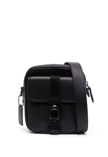 Coach monogram-plaque leather messenger bag - Nero