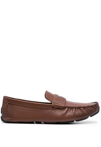 Coach logo-plaque leather loafers - Marrone