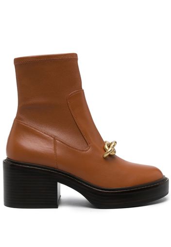 Coach 75mm chain-link detailing leather boots - Marrone