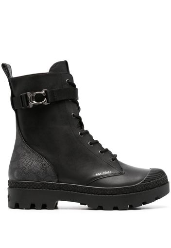 Coach logo-plaque leather ankle boots - Nero