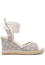 Coach monogram-jacquard wedge sandals - Rosa