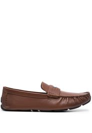 Coach logo-plaque leather loafers - Marrone