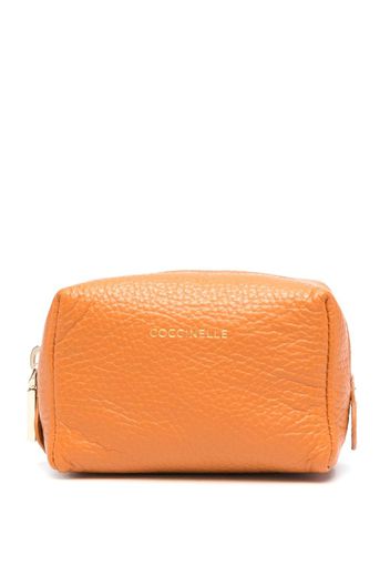 Coccinelle logo-detail leather make-up bag - Arancione