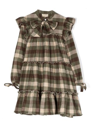 COCO AU LAIT check-print tiered dress - Marrone