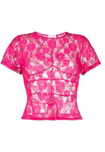 Collina Strada floral-embroidered short-sleeved T-shirt - Rosa