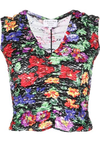 Collina Strada floral-print ruched vest top - Nero