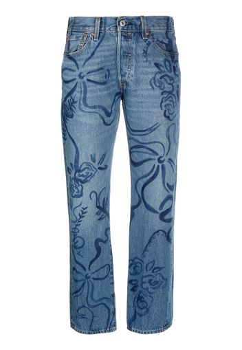 Collina Strada floral-print straight-leg jeans - Blu