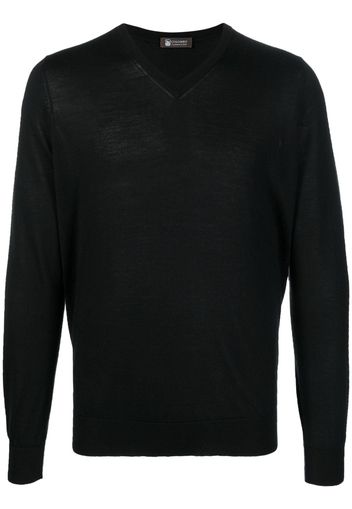 Colombo V-neck fine-knit jumper - Nero