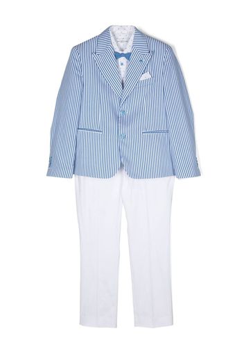 Colorichiari vertical-stripe single-breasted suit set - Blu