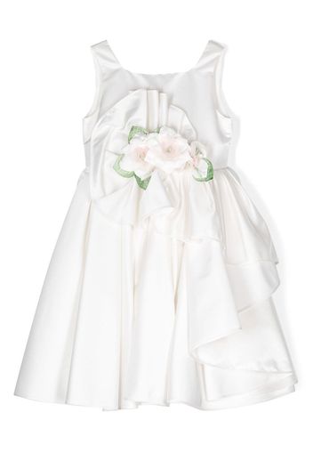 Colorichiari floral-applique detail dress - Bianco