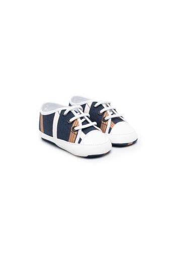 Colorichiari stripe-detail lace-top shoes - Blu