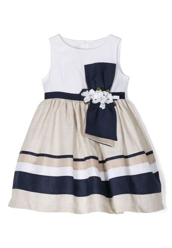 Colorichiari floral appliqué striped dress - Bianco